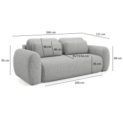 Divani Letto 3 Posti|Divano Contenitore Letto > Dmora Divano Letto 3 Posti Sfoderabile Contenitore 200x95 cm, Lavabile Made in Italy - Cecina Grigio Chiaro