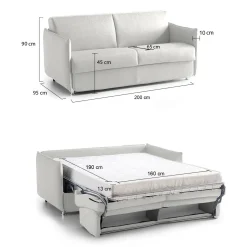Divani Letto 3 Posti|Divano Contenitore Letto > Dmora Divano Letto 3 Posti Sfoderabile Contenitore 220x95 cm, Lavabile Made in Italy - Marcon Grigio Chiaro