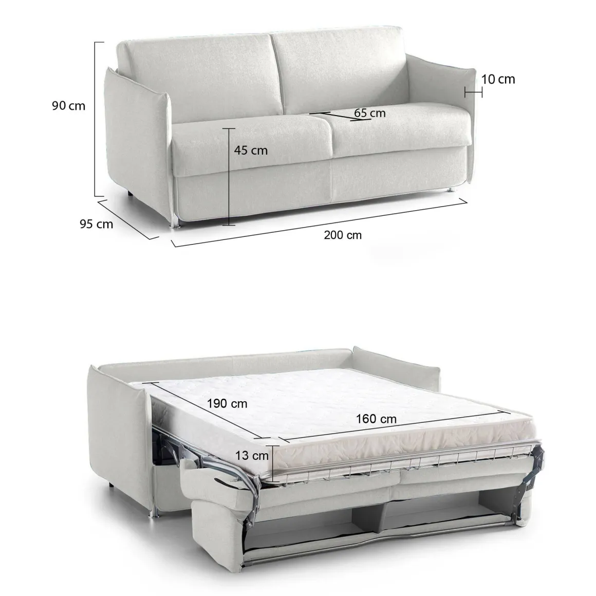 Divani Letto 3 Posti|Divano Contenitore Letto > Dmora Divano Letto 3 Posti Sfoderabile Contenitore 220x95 cm, Lavabile Made in Italy - Marcon Grigio Chiaro