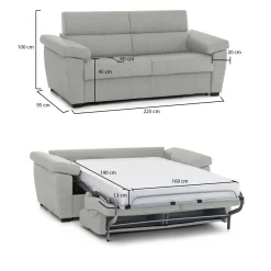 Divani Letto 3 Posti|Divani Letto > Dmora Divano Letto 3 Posti Sfoderabile Lavabile 205x86 cm, Idrorepellente Letto Estraibile Materasso Incluso Rete a Doghe Made in Italy Grigio Chiaro