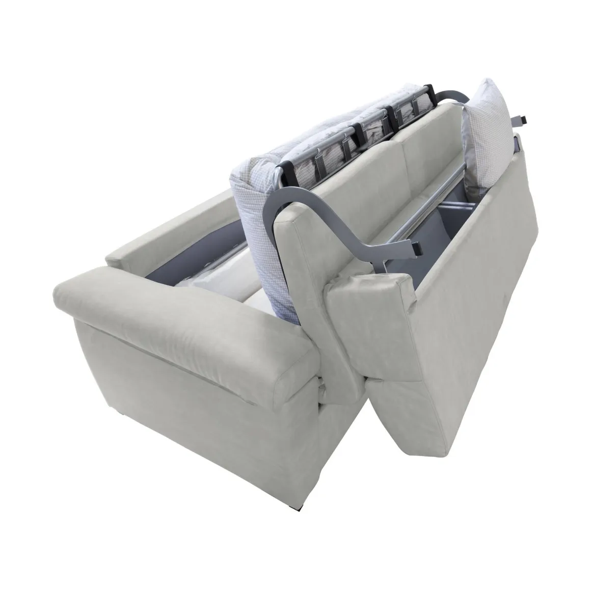 Divano Letto 3 Posti Grigio Chiaro Sfoderabile Contenitore 225x95 cm, Lavabile Made in Italy - Trino