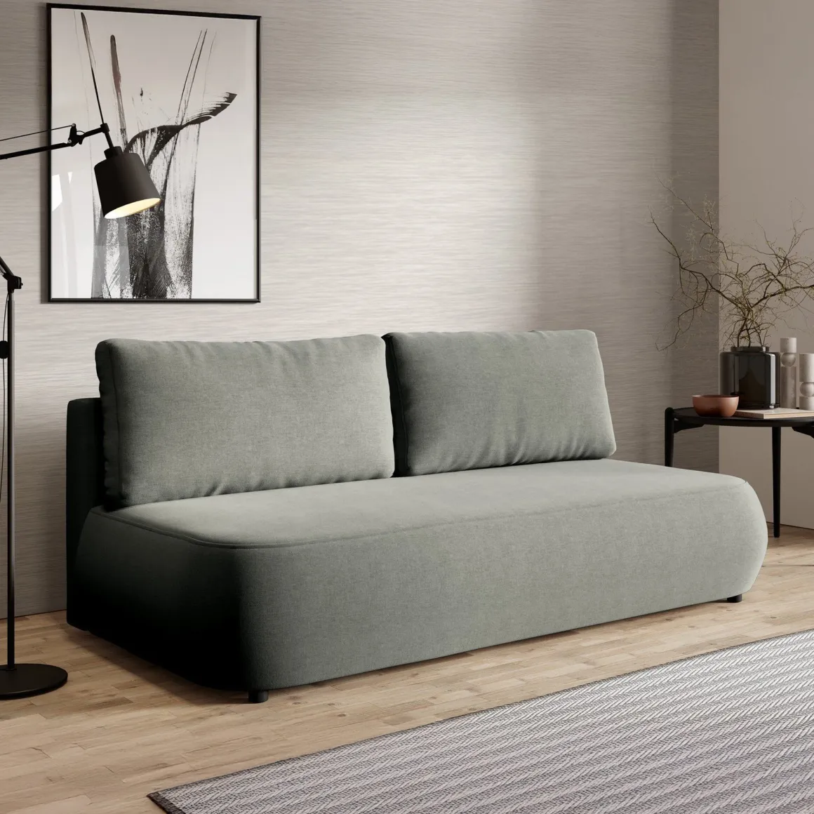 Divano Letto 2 Posti Grigio Contenitore Cuscini Sfoderabili 210x106 cm, Reclinabile - Brugnato