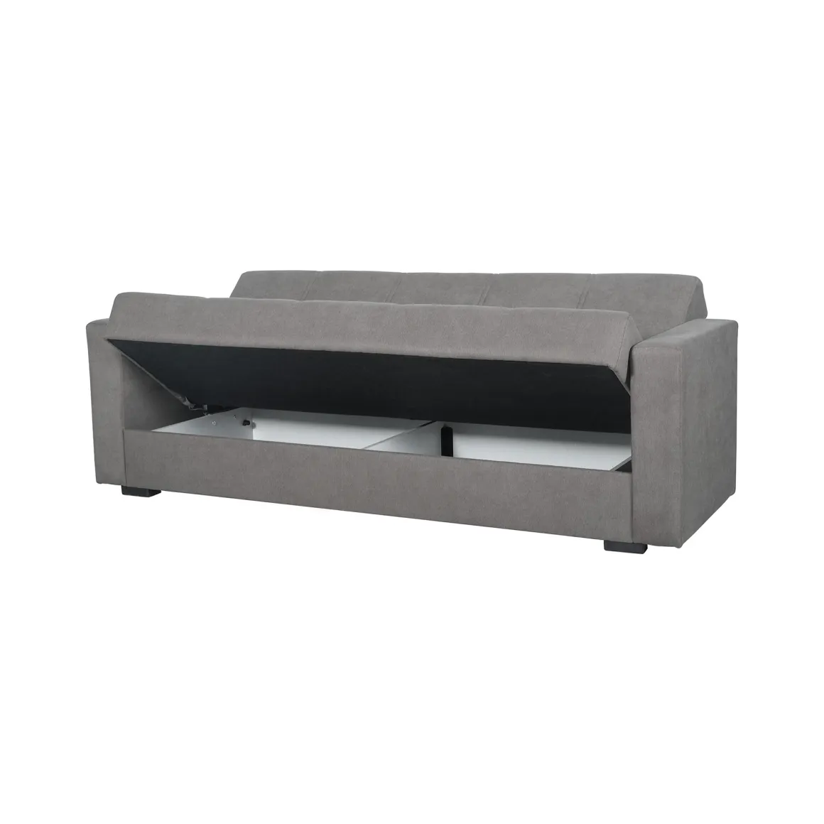 Divani Letto 3 Posti|Divano Contenitore Letto > Dmora Divano Letto 3 Posti Contenitore di Apertura Click-clack 222x88 cm, Lavabile - Nogara Grigio