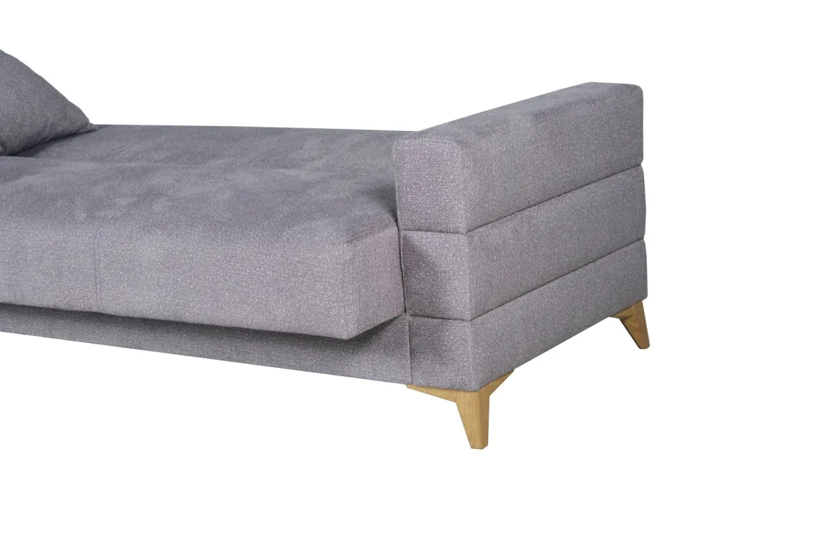 Divani Letto 3 Posti|Divano Contenitore Letto > Dmora Divano Letto 3 Posti Contenitore di Apertura Click-clack 222x88 cm, Lavabile - Nogara Grigio
