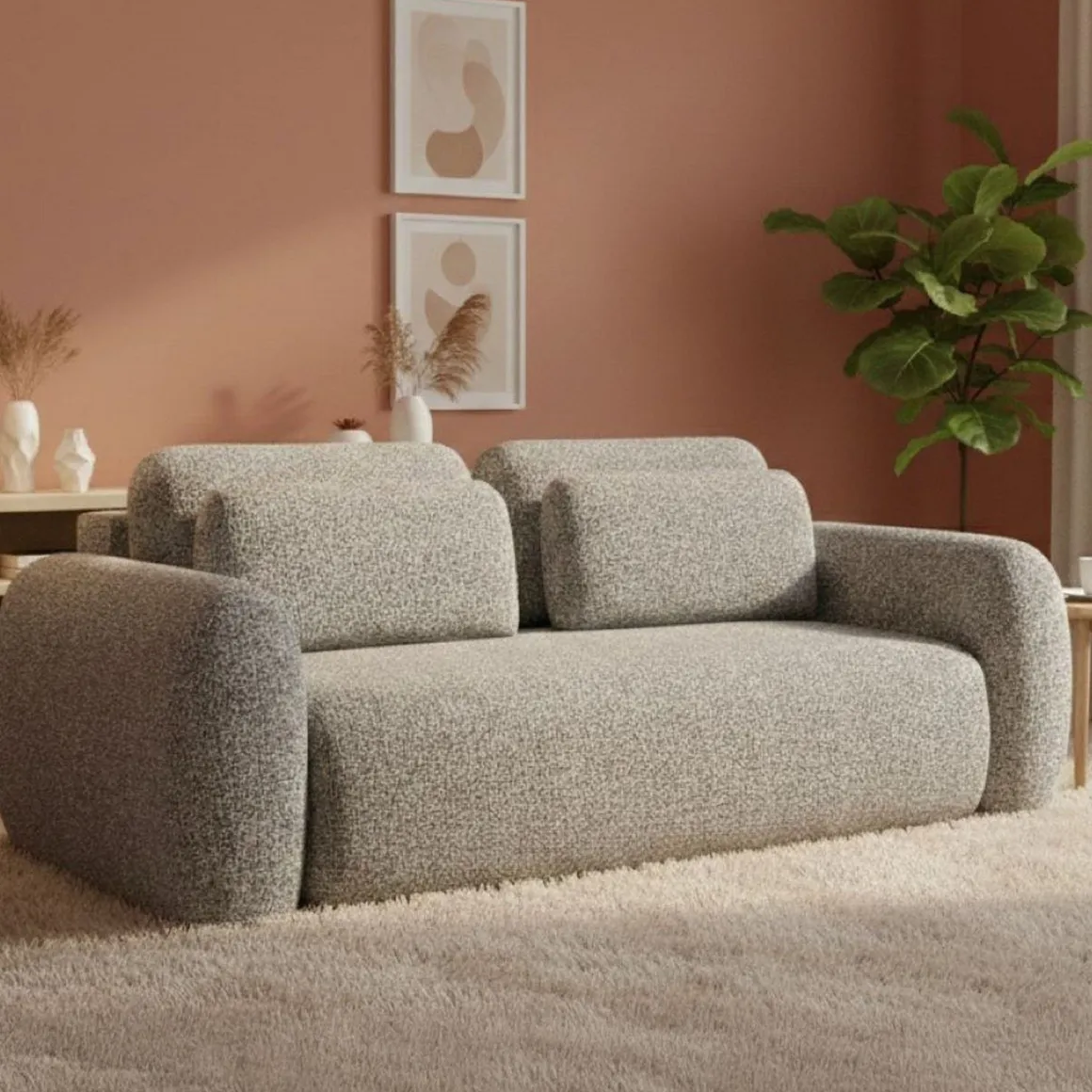 Divano Letto 3 Posti Grigio Contenitore di Apertura a Libro 266x121 cm, Reclinabile - Sessame