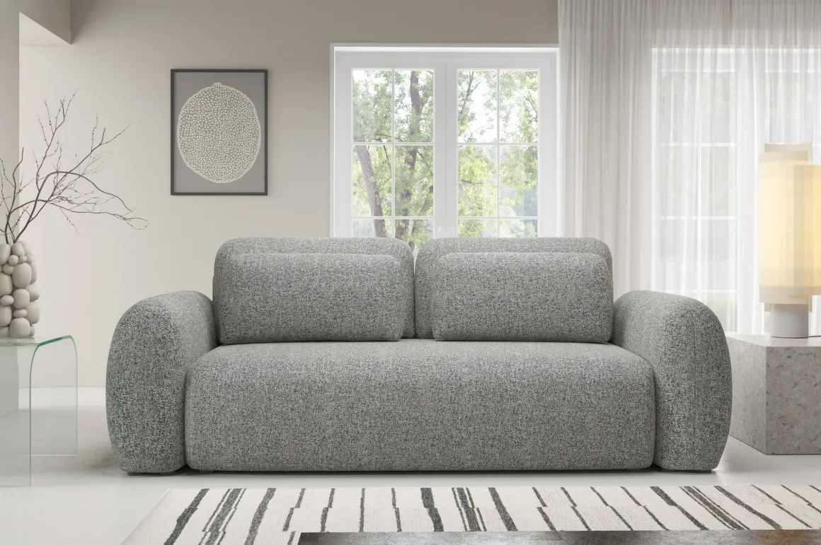 Divano Letto 3 Posti Grigio Contenitore di Apertura a Libro 266x121 cm, Reclinabile - Sessame
