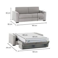 Divani Letto 2 Posti|Salotto > Dmora Divano Letto 2 Posti Sfoderabile Contenitore 160x95 cm, di Apertura Girevole - Alcatraz Grigio