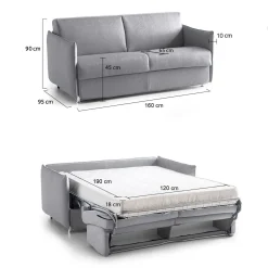 Divani Letto 2 Posti|Divano Contenitore Letto > Dmora Divano Letto 2 Posti Sfoderabile Contenitore 160x95 cm, di Apertura a Ribalta Made in Italy - Verceia Grigio