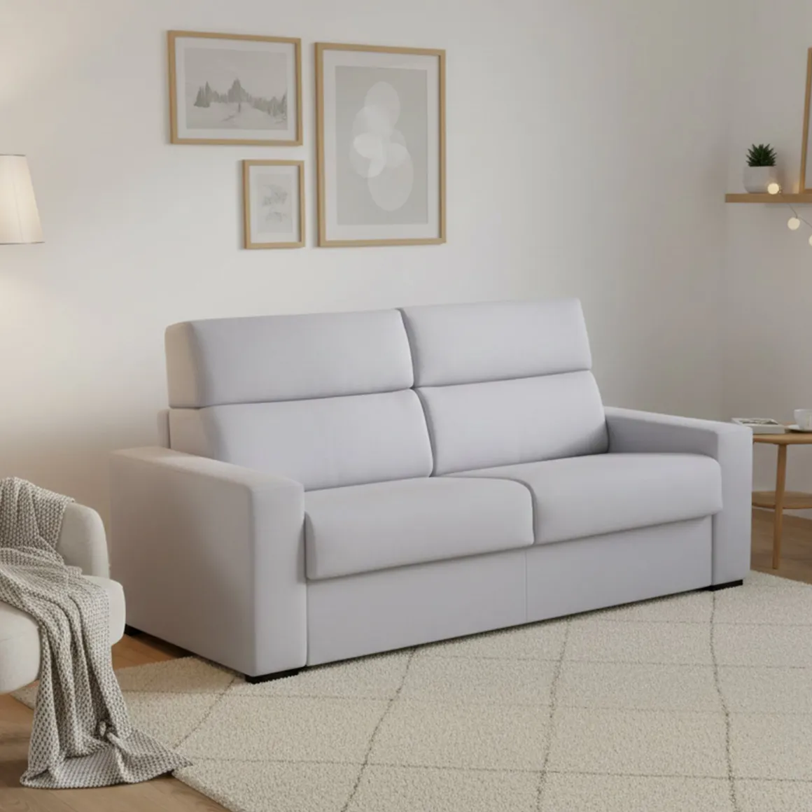 Divano Letto 2 Posti Grigio Sfoderabile Contenitore 180x95 cm, di Apertura a Ribalta Made in Italy - Casabona