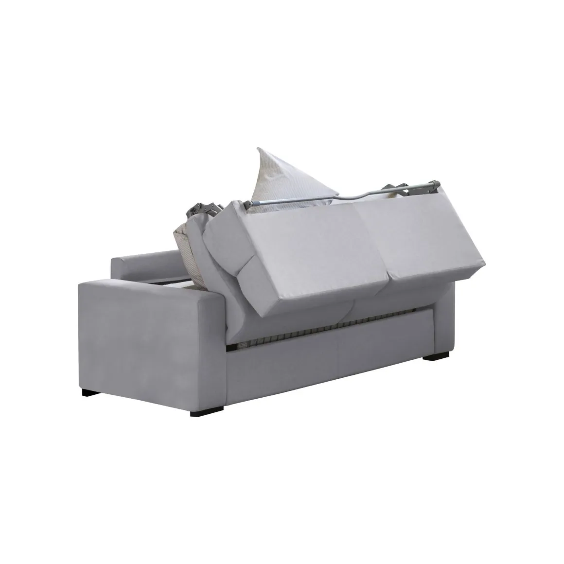Divano Letto 2 Posti Grigio Sfoderabile Contenitore 180x95 cm, di Apertura a Ribalta Made in Italy - Casabona