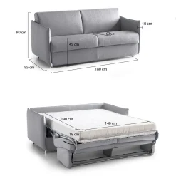 Divani Letto 2 Posti|Divano Contenitore Letto > Dmora Divano Letto 2 Posti Sfoderabile Contenitore 180x95 cm, di Apertura a Ribalta Made in Italy - Trovo Grigio
