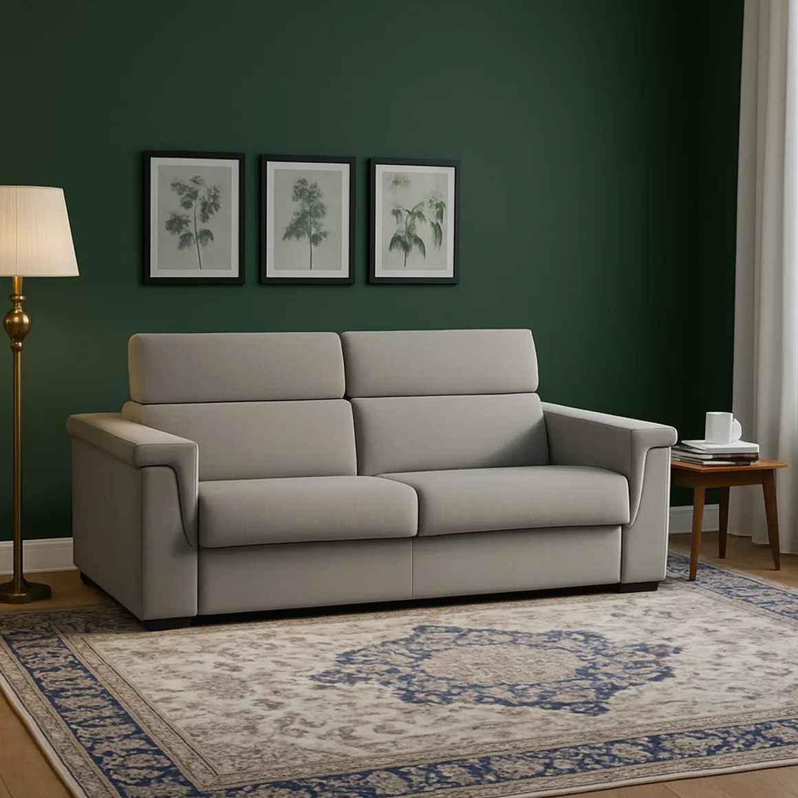 Divano Letto 2 Posti Grigio Sfoderabile Contenitore 185x95 cm, di Apertura a Ribalta Made in Italy - Rigolato