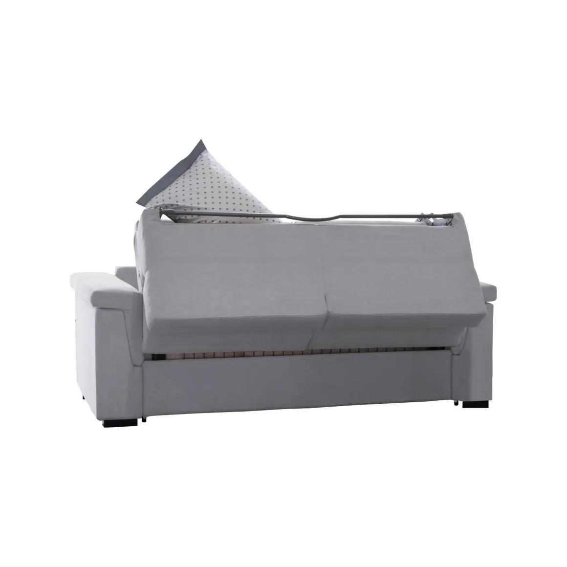 Divano Letto 2 Posti Grigio Sfoderabile Contenitore 205x95 cm, di Apertura a Ribalta Made in Italy - Biscossi