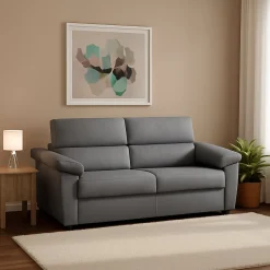 Divano Letto 2 Posti Grigio Sfoderabile Contenitore 205x95 cm, di Apertura a Ribalta Made in Italy - Contrada