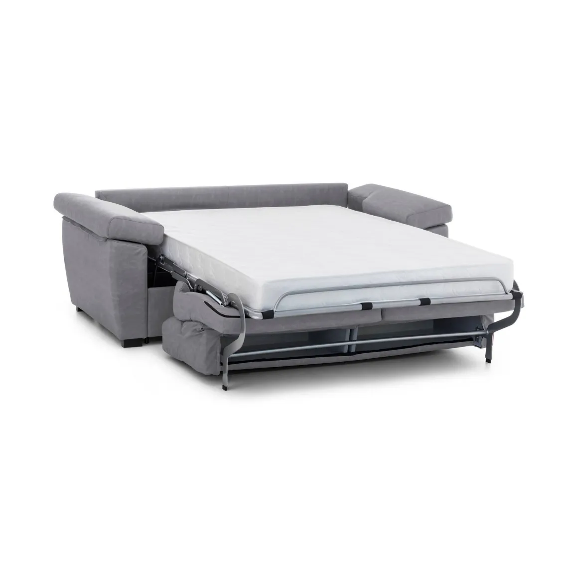 Divano Letto 2 Posti Grigio Sfoderabile Contenitore 205x95 cm, di Apertura a Ribalta Made in Italy - Contrada