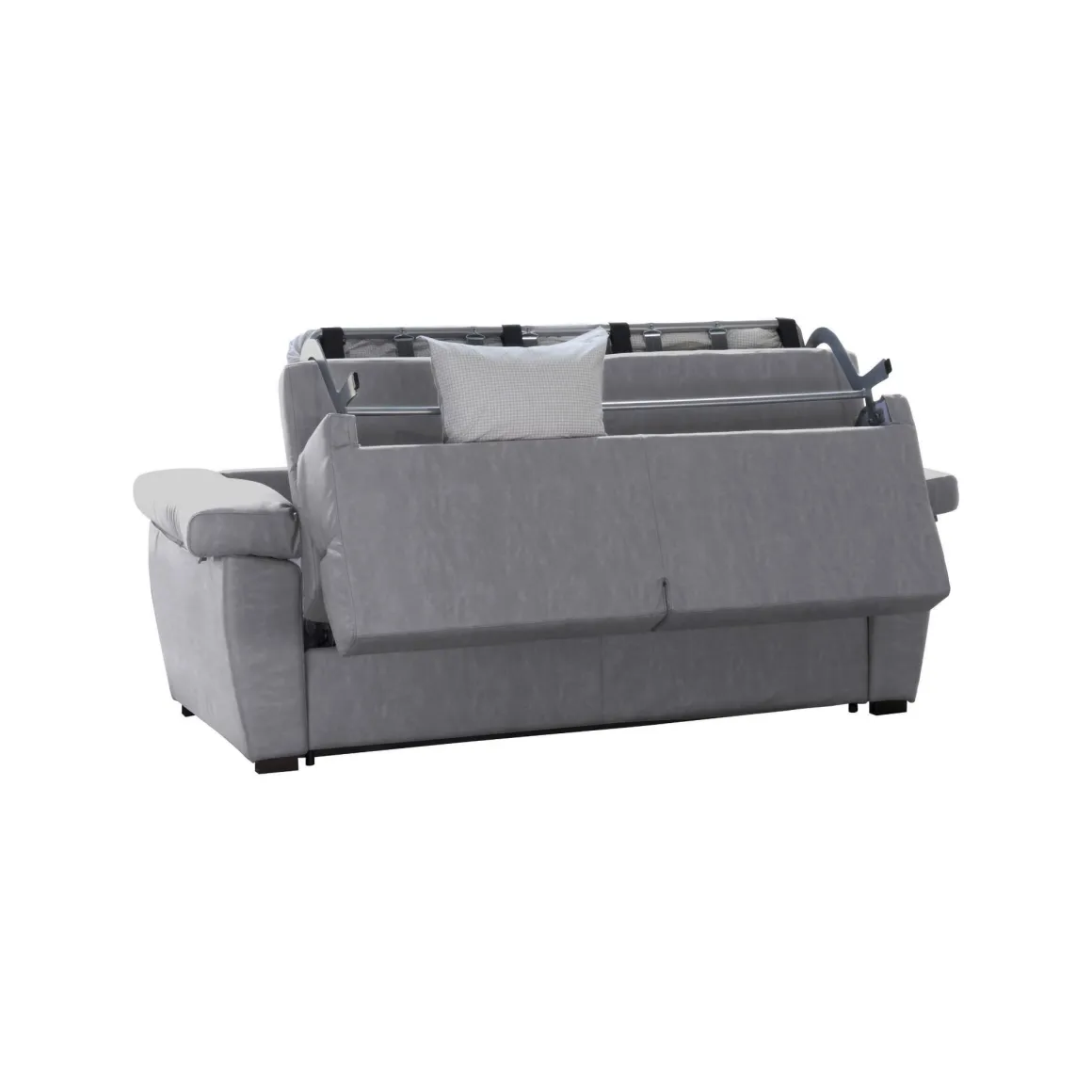 Divano Letto 3 Posti Grigio Sfoderabile Contenitore 225x95 cm, Lavabile Made in Italy - Pacecos