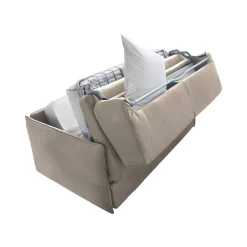 Divano Letto 2 Posti Grigio Tortora Sfoderabile Contenitore 160x95 cm, di Apertura a Ribalta Made in Italy - Follina