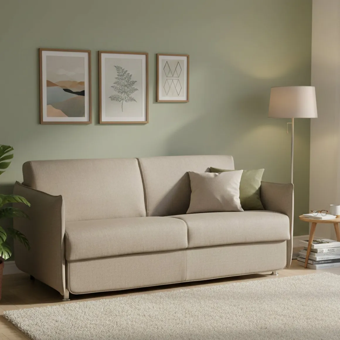 Divano Letto 2 Posti Grigio Tortora Sfoderabile Contenitore 180x95 cm, Lavabile Made in Italy - Trissino