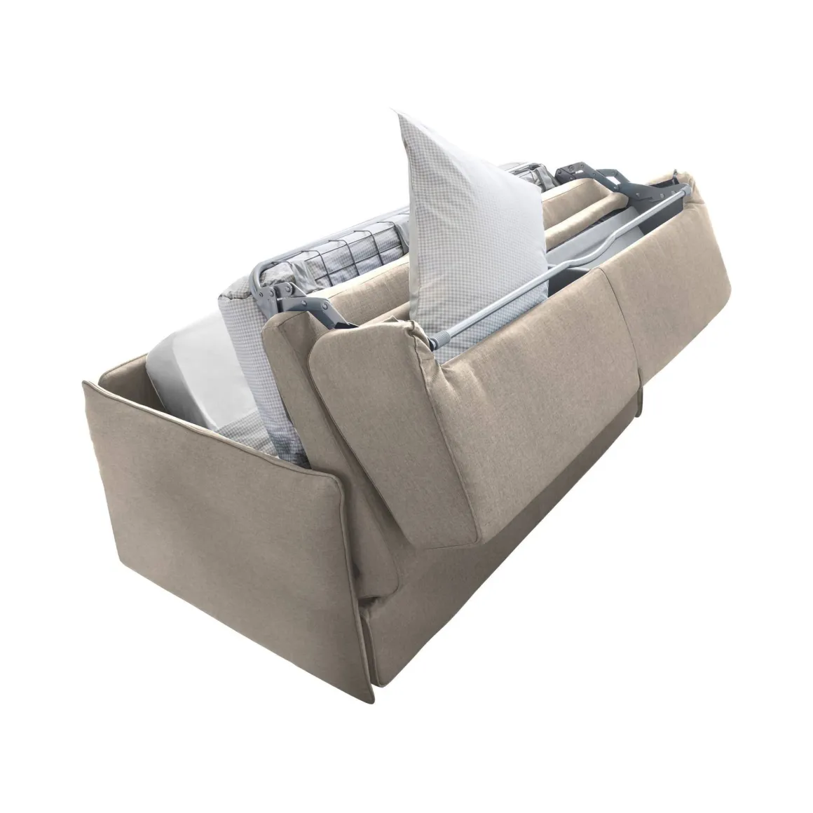 Divano Letto 2 Posti Grigio Tortora Sfoderabile Contenitore 180x95 cm, Lavabile Made in Italy - Trissino