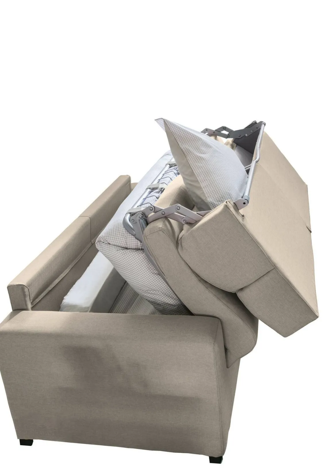Divano Letto 2 Posti Grigio Tortora Sfoderabile Contenitore 180x95 cm, di Apertura a Ribalta Made in Italy - None