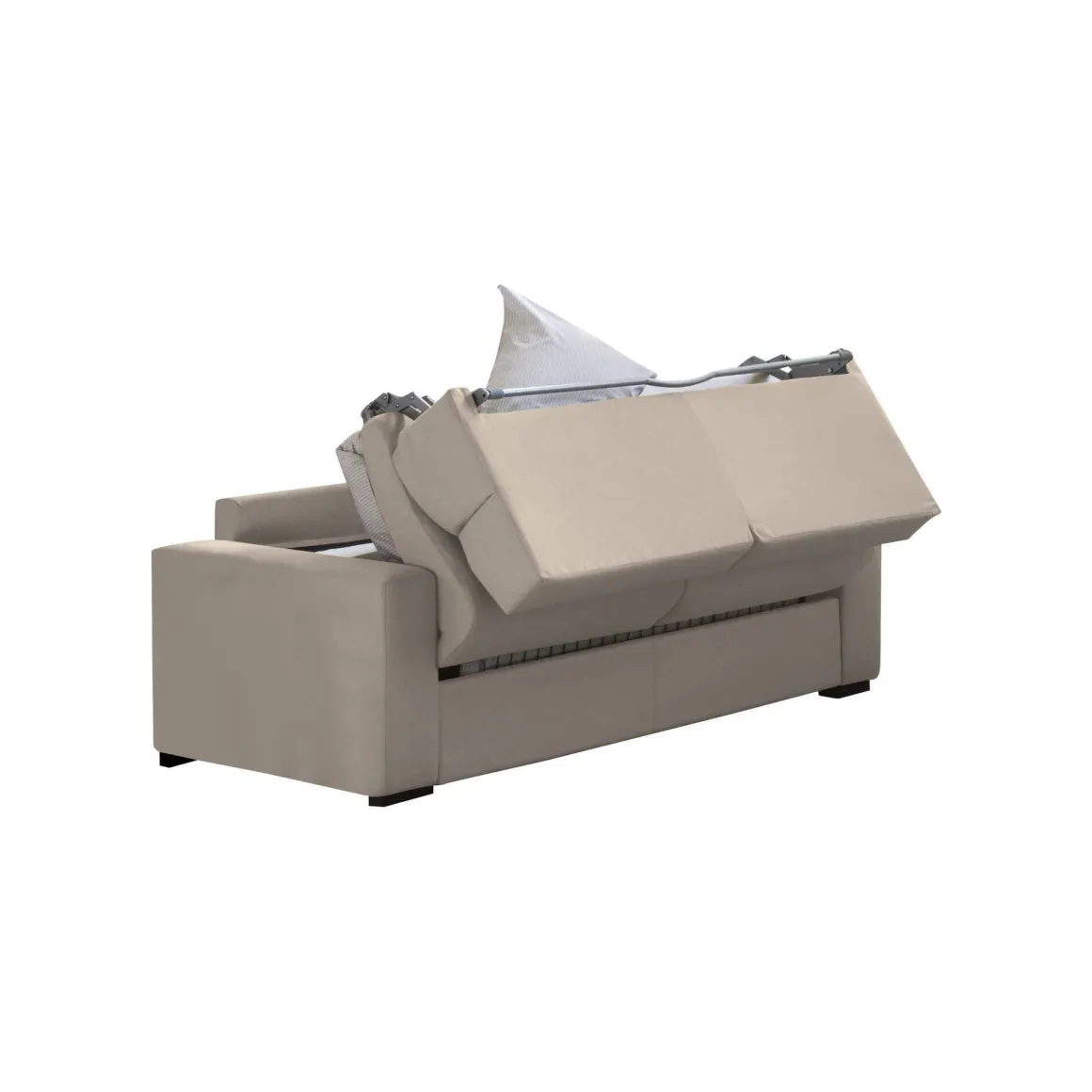 Divano Letto 2 Posti Grigio Tortora Sfoderabile Contenitore 180x95 cm, di Apertura a Ribalta Made in Italy - None