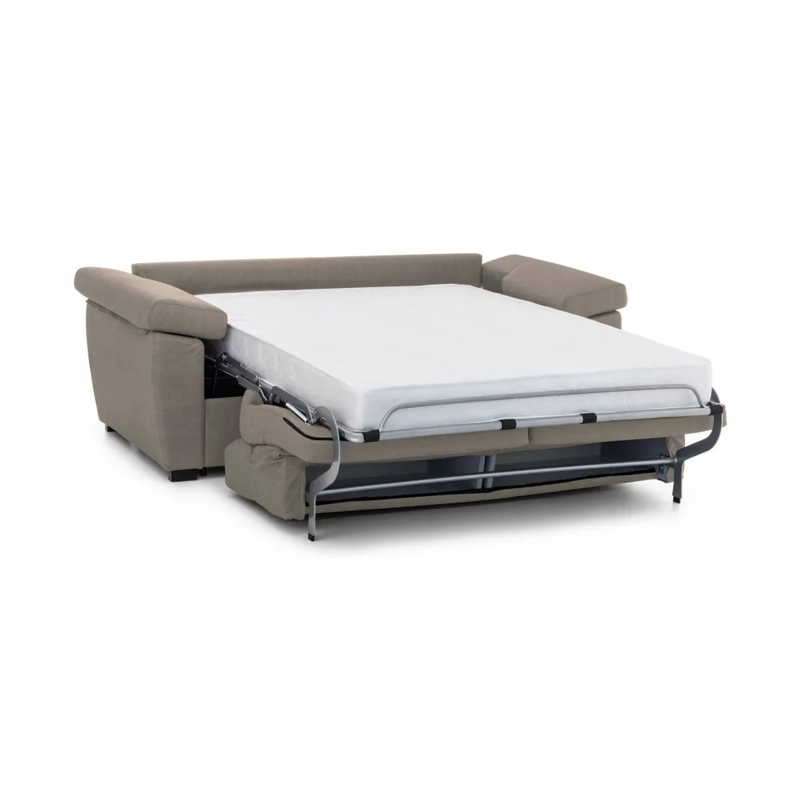 Divano Letto 2 Posti Grigio Tortora Sfoderabile Contenitore 185x95 cm, di Apertura a Ribalta Made in Italy - Seui
