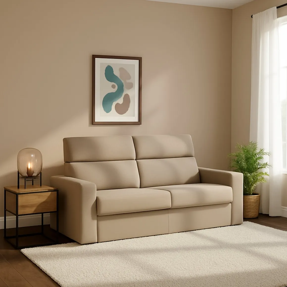 Divano Letto 2 Posti Grigio Tortora Sfoderabile Contenitore 200x95 cm, di Apertura a Ribalta Made in Italy - Ecate