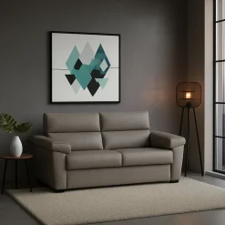 Divano Letto 2 Posti Grigio Tortora Sfoderabile Contenitore 205x95 cm, di Apertura a Ribalta Made in Italy - Contrada