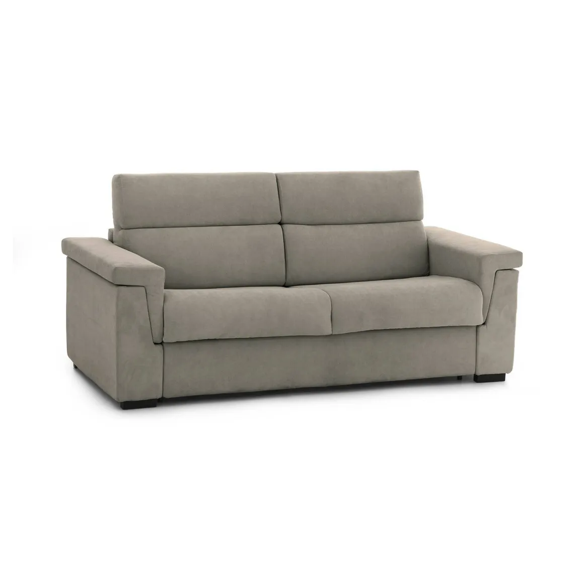 Divano Letto 3 Posti Grigio Tortora Sfoderabile Contenitore 225x95 cm, Lavabile Made in Italy - Nus