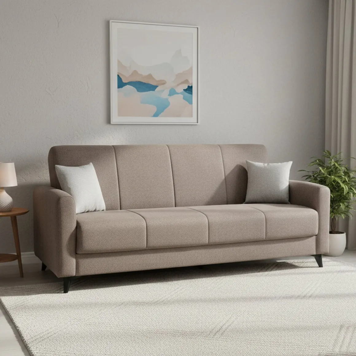Divano Letto 3 Posti Marrone Contenitore di Apertura Click-clack 220x90 cm, Lavabile - Mulazzo