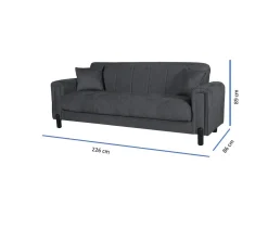 Divani Letto 3 Posti|Divano Contenitore Letto > Dmora Divano Letto 3 Posti Contenitore 226x86 cm, Lavabile - Papozze Nero Antracite