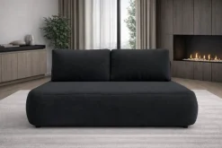 Divano Letto 2 Posti Nero Contenitore Cuscini Sfoderabili 210x106 cm, Reclinabile - Brugnato