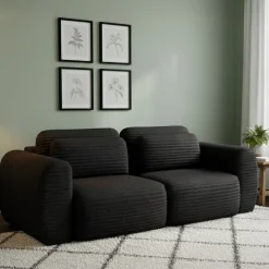 Divano Letto 2 Posti Nero Contenitore di Apertura a Libro 266x121 cm, Reclinabile - Golgi