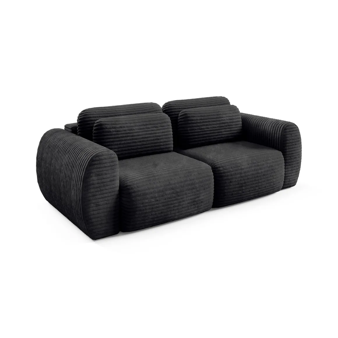 Divano Letto 2 Posti Nero Contenitore di Apertura a Libro 266x121 cm, Reclinabile - Golgi