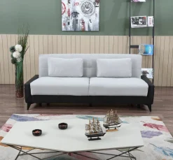 Salotto > Dmora Divano letto 3 posti nero e bianco 207x92cm - Belluno Bianco, Nero