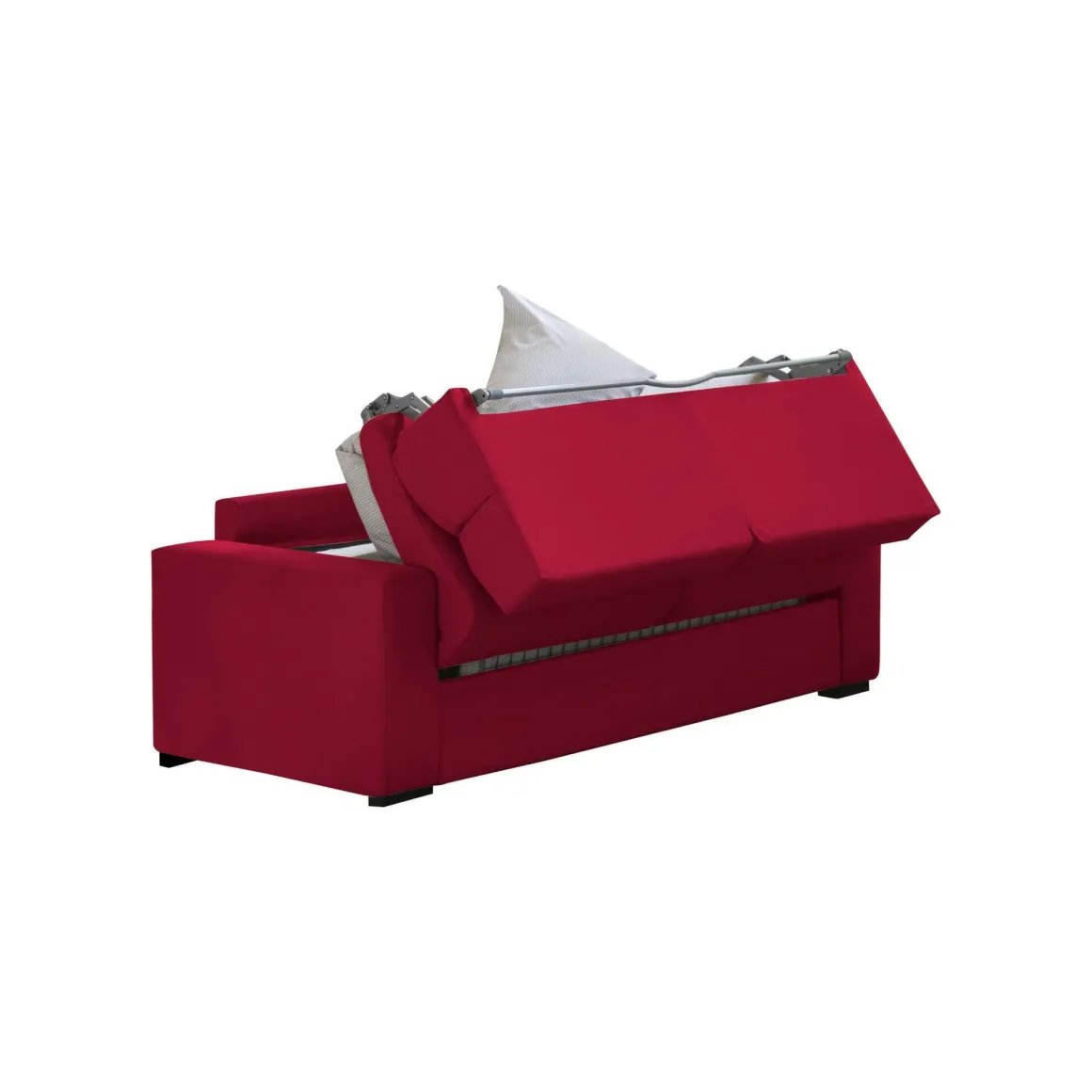 Divano Letto 2 Posti Rosso Sfoderabile Contenitore 180x95 cm, di Apertura a Ribalta Made in Italy - Casabona