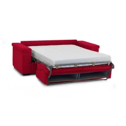 Divano Letto 2 Posti Rosso Sfoderabile Contenitore 185x95 cm, di Apertura a Ribalta Made in Italy - Rigolato