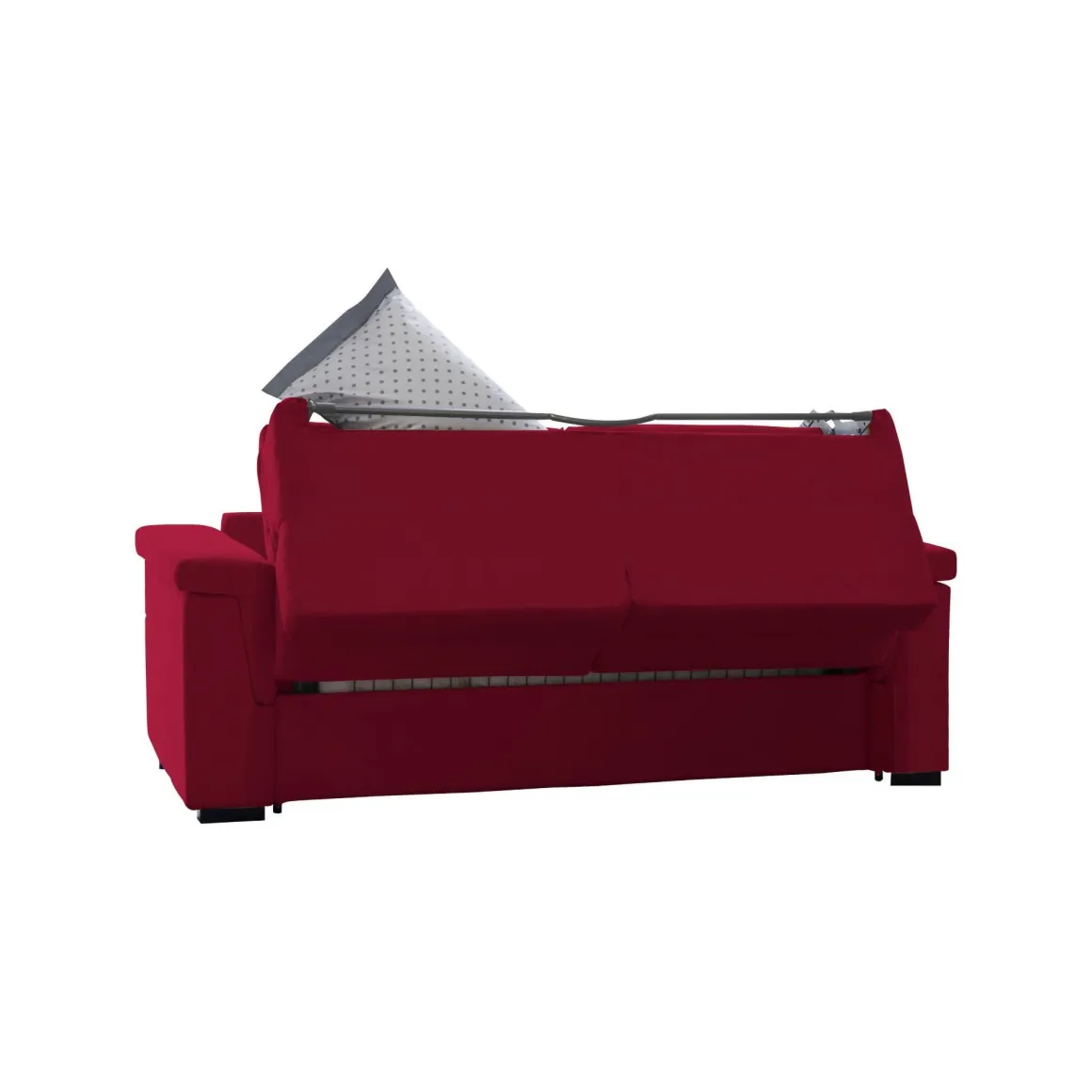 Divano Letto 2 Posti Rosso Sfoderabile Contenitore 185x95 cm, di Apertura a Ribalta Made in Italy - Rigolato