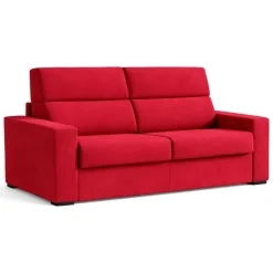 Divano Letto 2 Posti Rosso Sfoderabile Contenitore 200x95 cm, di Apertura a Ribalta Made in Italy - Ecate