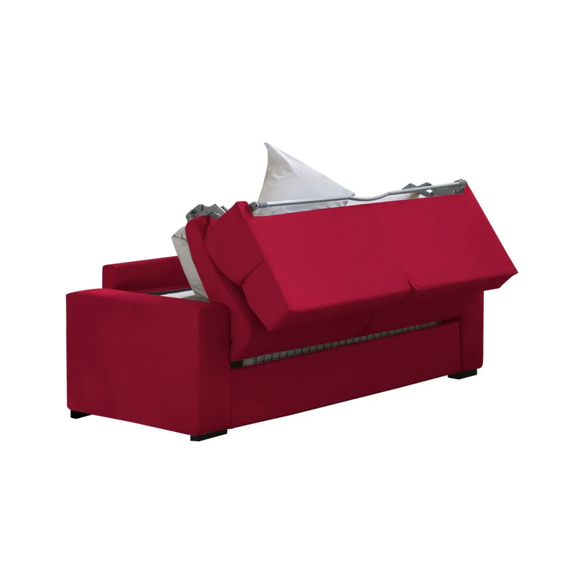 Divano Letto 2 Posti Rosso Sfoderabile Contenitore 200x95 cm, di Apertura a Ribalta Made in Italy - Ecate