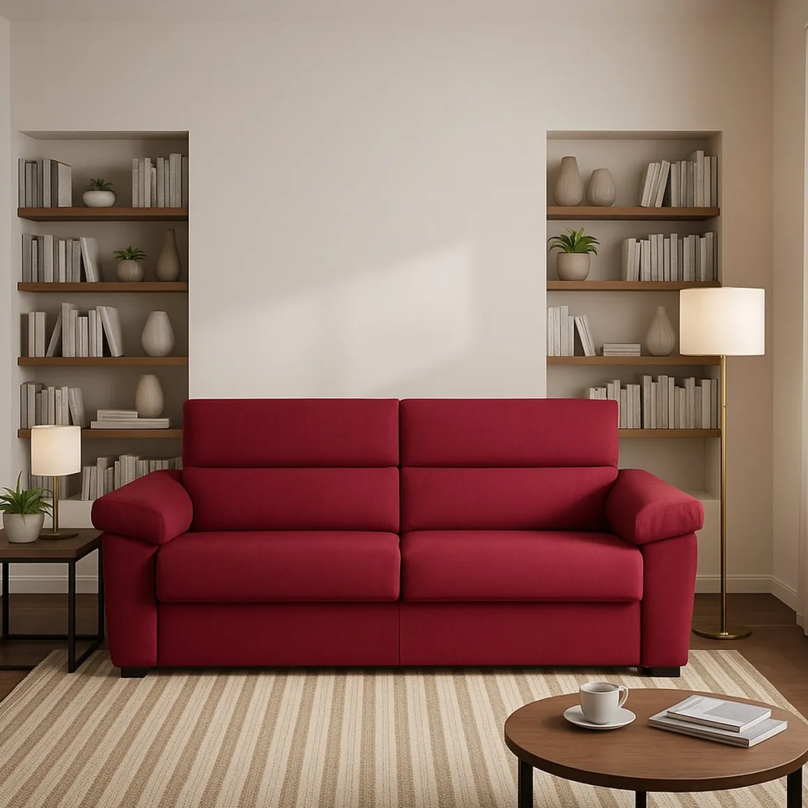 Divani Letto 2 Posti|Divano Contenitore Letto > Dmora Divano Letto 2 Posti Sfoderabile Contenitore 205x95 cm, di Apertura a Ribalta Made in Italy - Biscossi Rosso