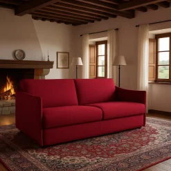 Divani Letto 3 Posti|Divano Contenitore Letto > Dmora Divano Letto 3 Posti Sfoderabile Contenitore 200x95 cm, Lavabile Made in Italy - Gravere Rosso