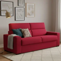 Divani Letto 3 Posti|Divano Contenitore Letto > Dmora Divano Letto 3 Posti Sfoderabile Contenitore 220x95 cm, Lavabile Made in Italy - Quindici Rosso