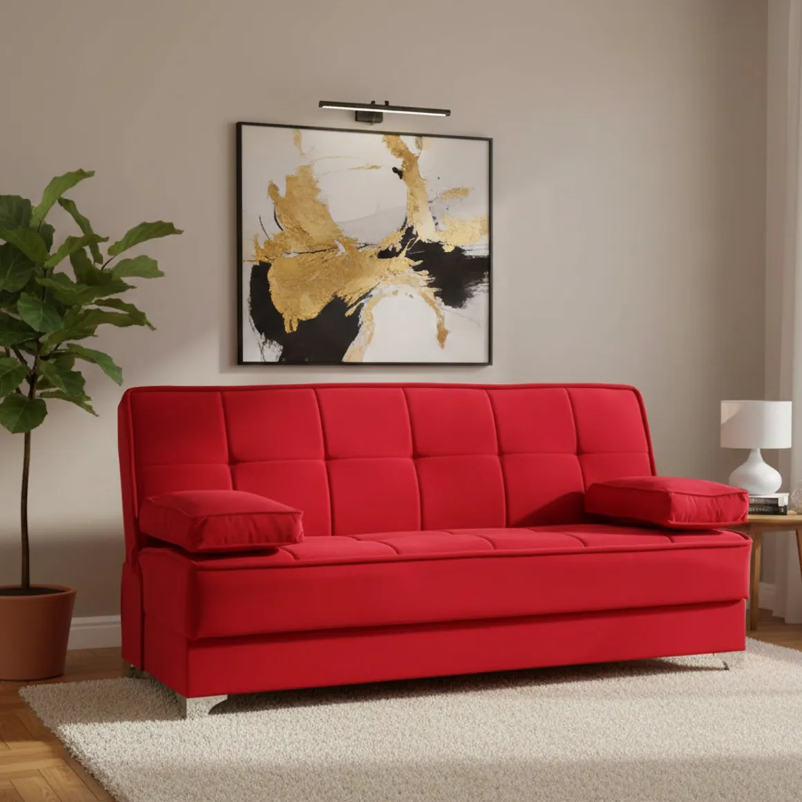 Divani Letto Con Penisola|Salotto > Dmora Divano letto 3 posti 227x150cm - Armadillo Rosso