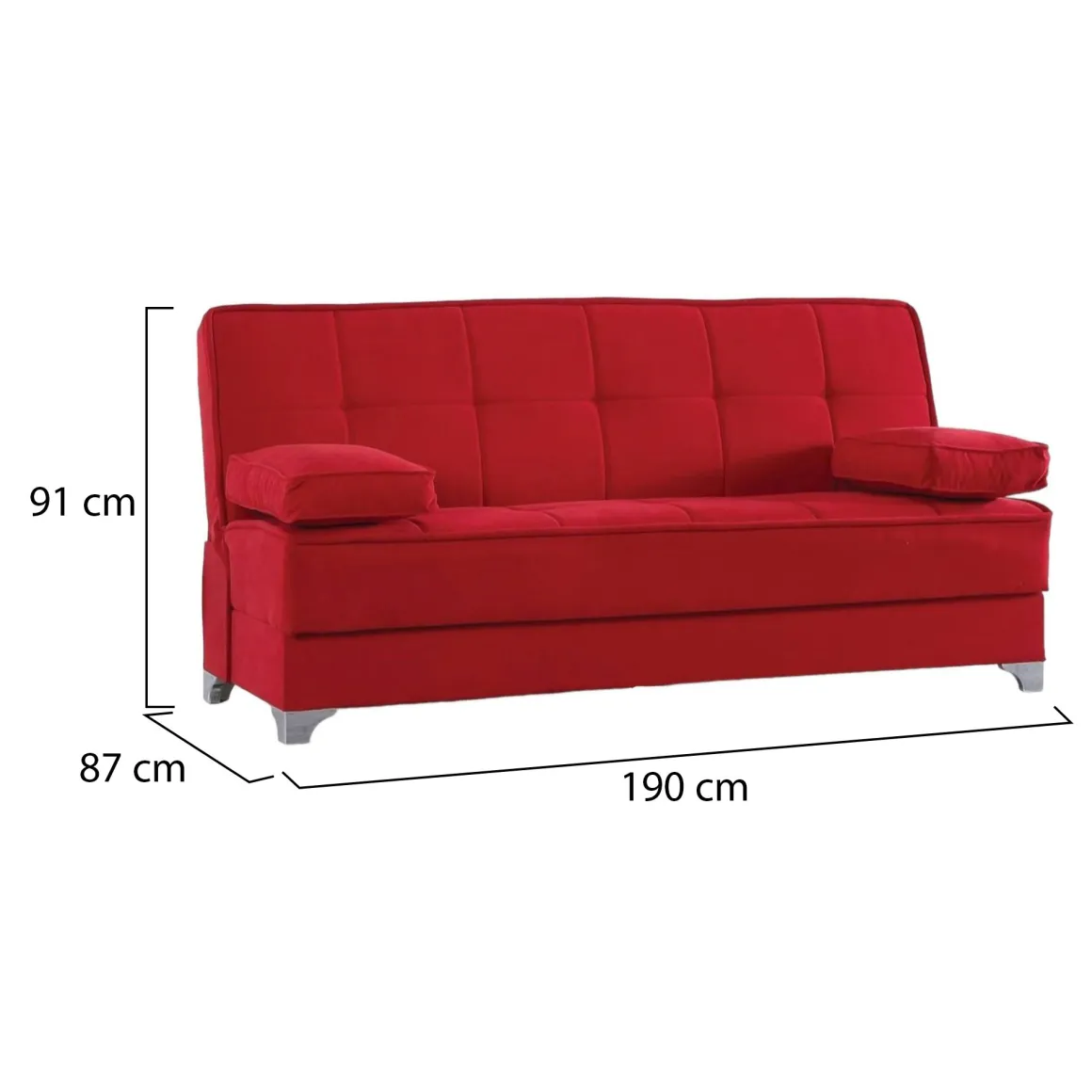 Divani Letto Con Penisola|Salotto > Dmora Divano letto 3 posti 227x150cm - Armadillo Rosso