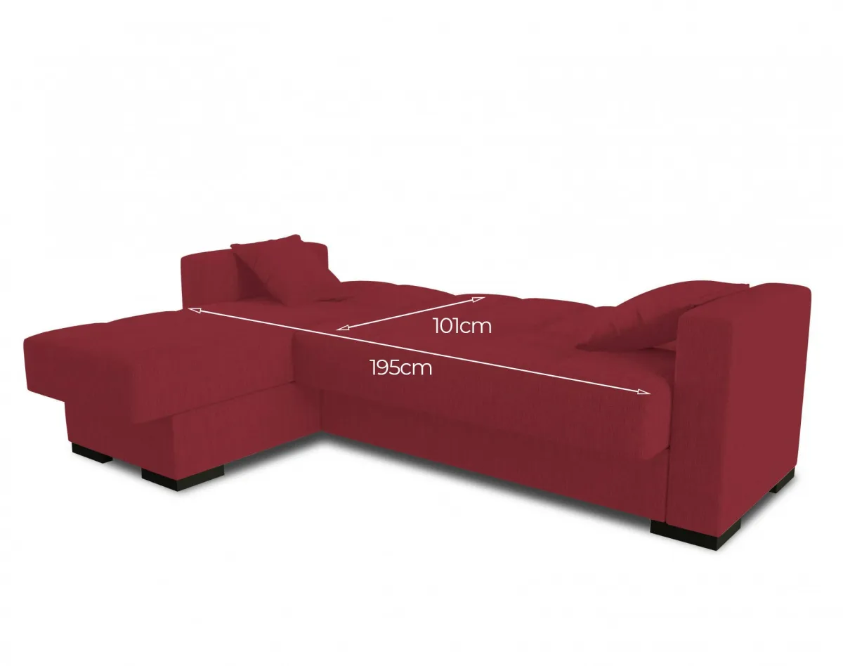 Divani Letto Con Penisola|Salotto > Dmora Divano letto 3 posti 227x150cm - Armadillo Rosso