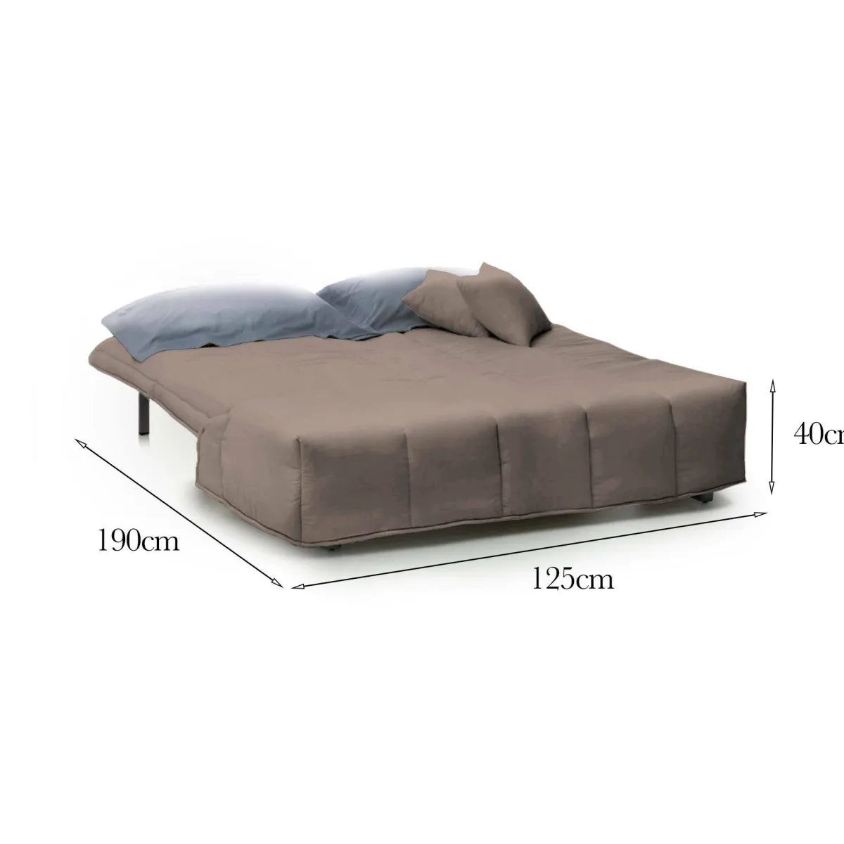 Divani Letto 2 Posti|Salotto > Dmora Divano letto 2 posti tortora 125x90cm - Ariska Grigio Tortora