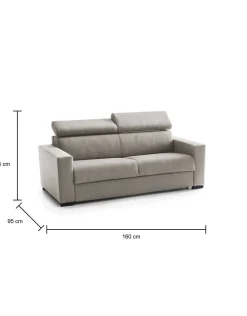 Divano letto 2 posti tortora 160x95cm - Alinia