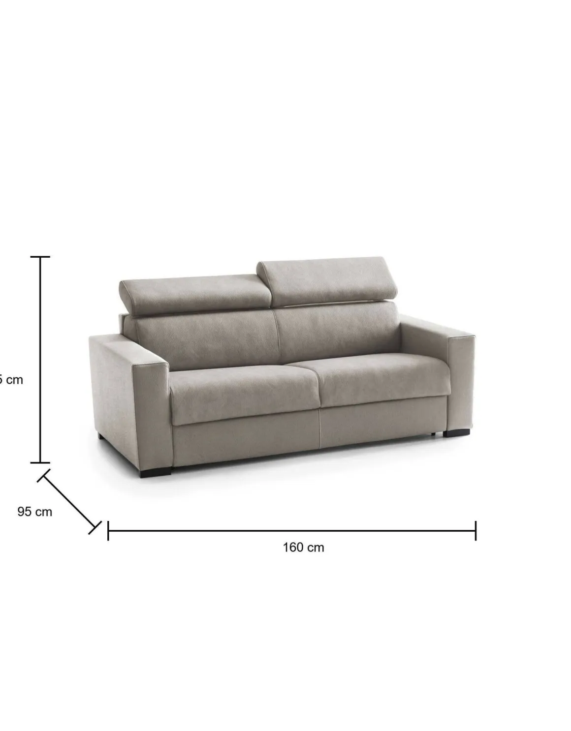 Divano letto 2 posti tortora 160x95cm - Alinia