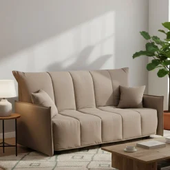 Divani Letto 3 Posti|Salotto > Dmora Divano letto 3 posti tortora 200x95cm - Adalberto Grigio Tortora